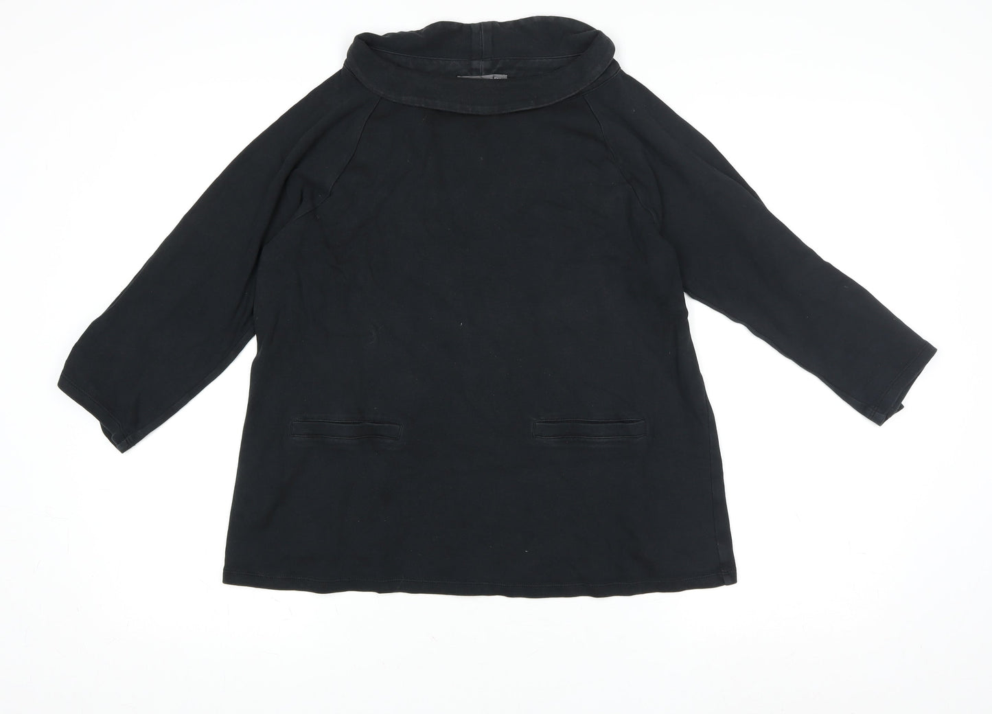 Laura Ashley Women’s Black 3/4 Sleeve Roll Neck Cotton Jersey Blouse UK 12