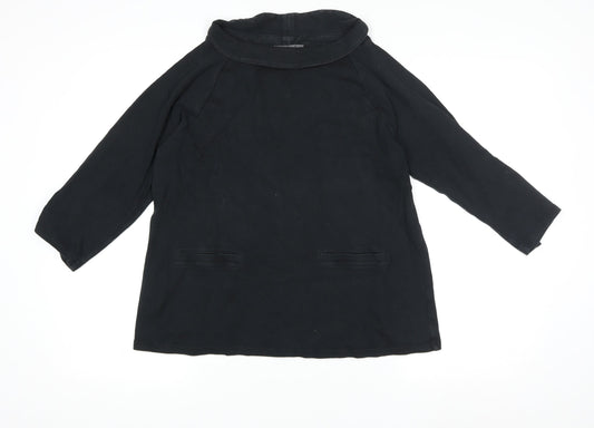 Laura Ashley Women’s Black 3/4 Sleeve Roll Neck Cotton Jersey Blouse UK 12