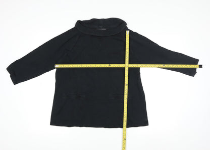 Laura Ashley Women’s Black 3/4 Sleeve Roll Neck Cotton Jersey Blouse UK 12