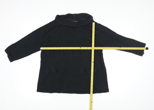 Laura Ashley Women’s Black 3/4 Sleeve Roll Neck Cotton Jersey Blouse UK 12