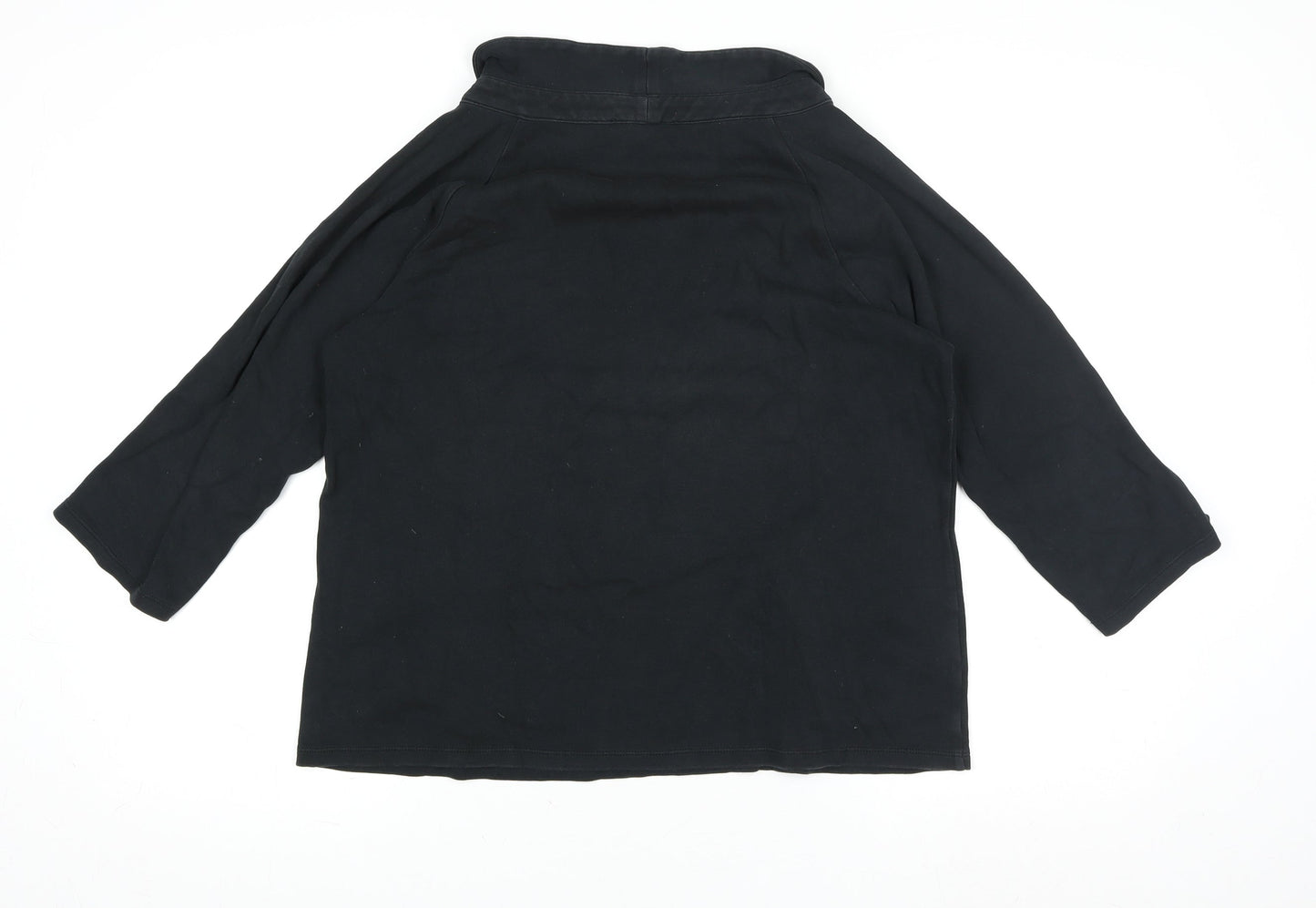 Laura Ashley Women’s Black 3/4 Sleeve Roll Neck Cotton Jersey Blouse UK 12