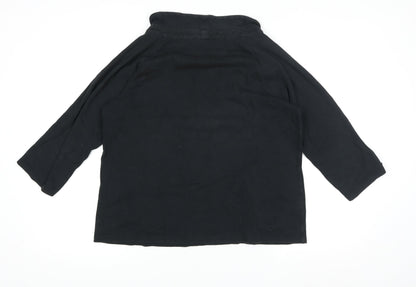 Laura Ashley Women’s Black 3/4 Sleeve Roll Neck Cotton Jersey Blouse UK 12