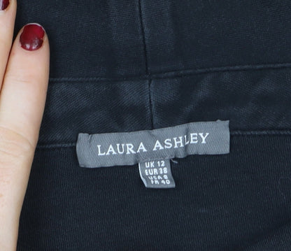 Laura Ashley Women’s Black 3/4 Sleeve Roll Neck Cotton Jersey Blouse UK 12