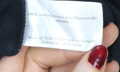 Laura Ashley Women’s Black 3/4 Sleeve Roll Neck Cotton Jersey Blouse UK 12