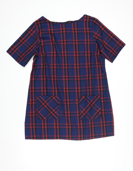 Dorothy Perkins Women Blue Check Shift Dress Size 16