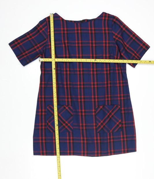 Dorothy Perkins Women Blue Check Shift Dress Size 16