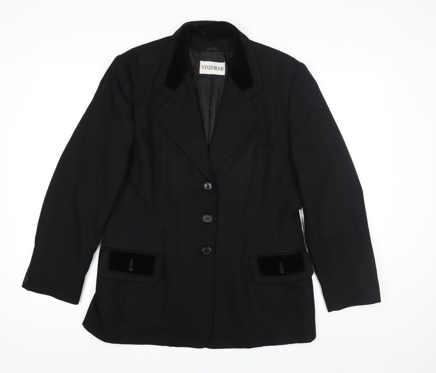 Windsmoor Women Black Size 14 Pure New Wool Lined Tailored Blazer