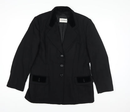 Windsmoor Women Black Size 14 Pure New Wool Lined Tailored Blazer