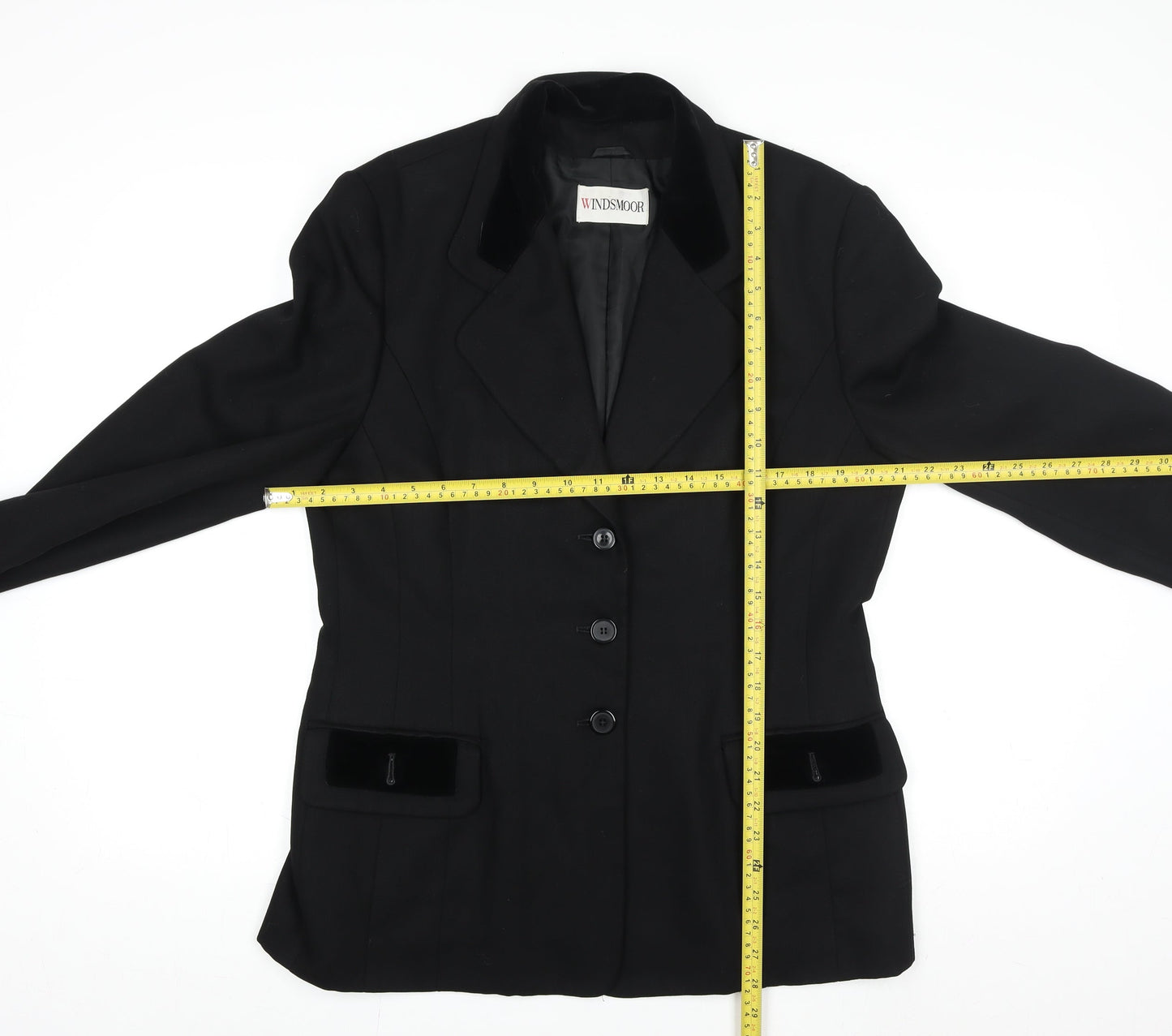 Windsmoor Women Black Size 14 Pure New Wool Lined Tailored Blazer