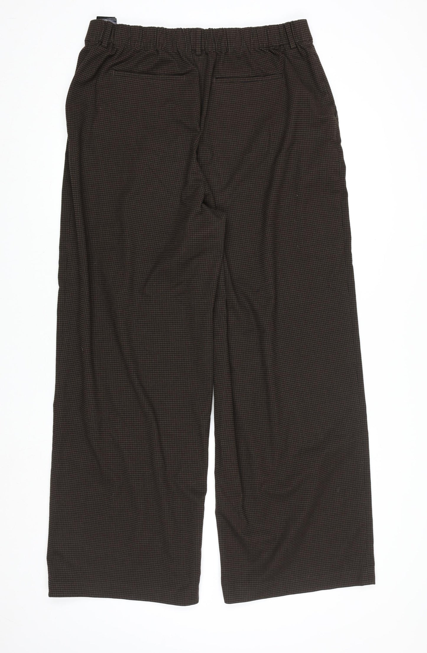 UNIQLO Mens Brown Check Trousers XL Elastic Waist Relaxed Fit