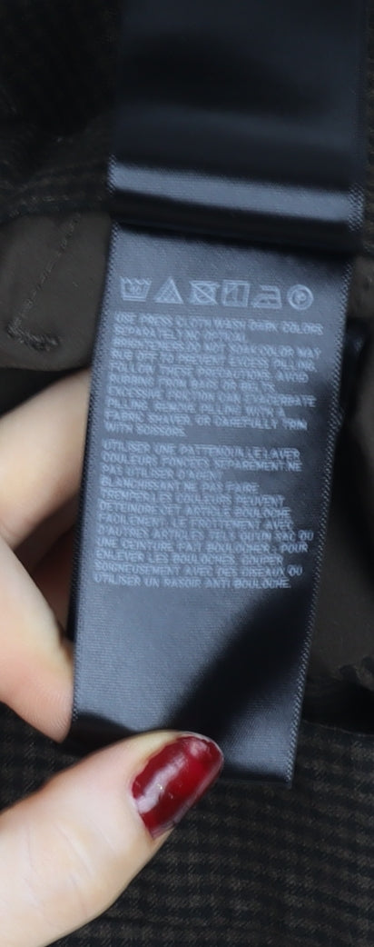 UNIQLO Mens Brown Check Trousers XL Elastic Waist Relaxed Fit