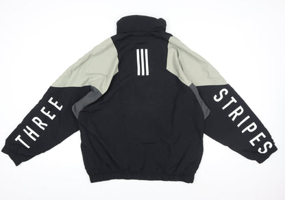 Adidas Men's Black M Bomber Jacket Full Zip Nylon Windproof