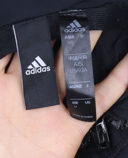 Adidas Men's Black M Bomber Jacket Full Zip Nylon Windproof