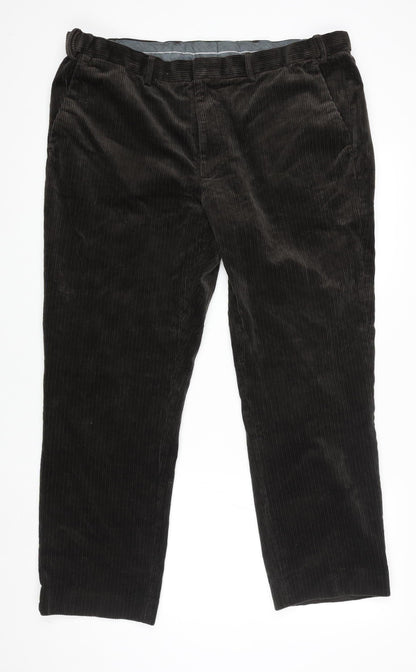 Marks and Spencer Men’s Brown Corduroy Regular Fit Trousers 40W 29L