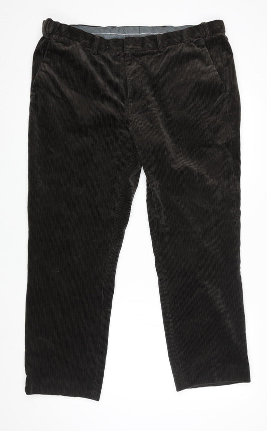 Marks and Spencer Men’s Brown Corduroy Regular Fit Trousers 40W 29L