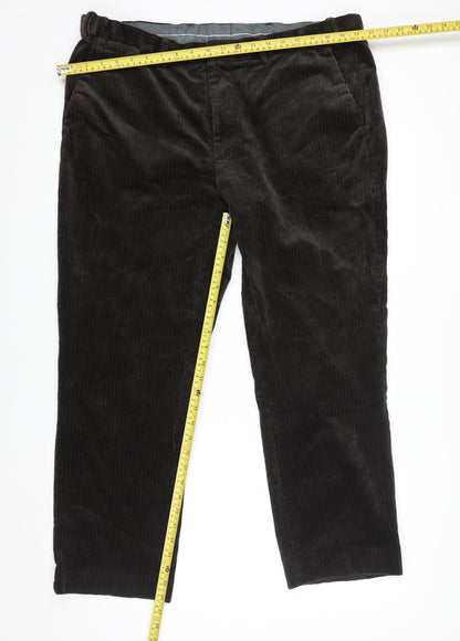 Marks and Spencer Men’s Brown Corduroy Regular Fit Trousers 40W 29L