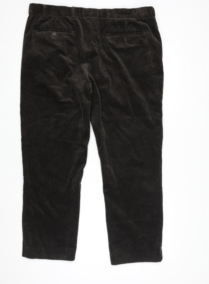 Marks and Spencer Men’s Brown Corduroy Regular Fit Trousers 40W 29L