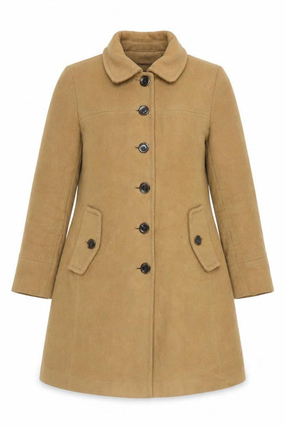 Womens UK Size 12 Lands' End Beige Pea Coat