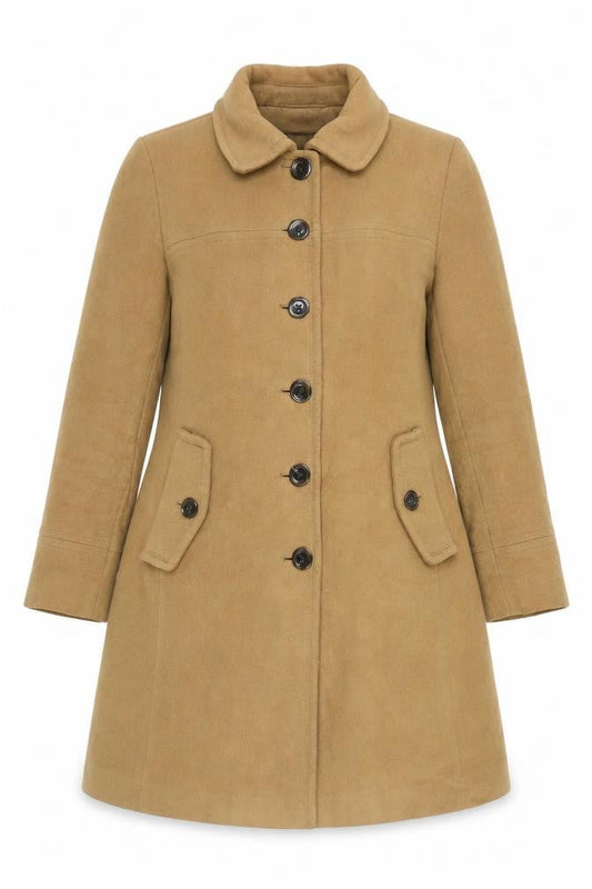 Womens UK Size 12 Lands' End Beige Pea Coat
