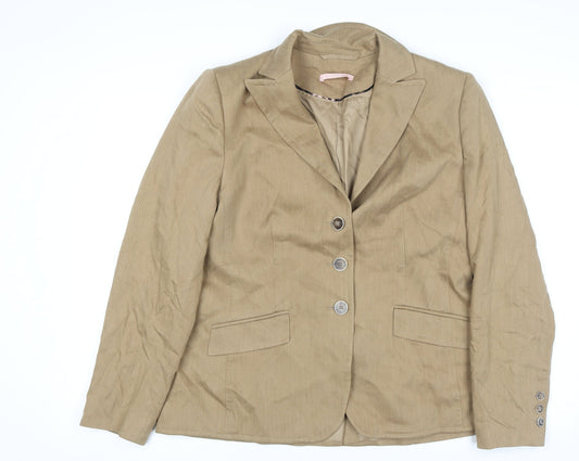 Basler Women Beige Size 16 Blazer Jacket Single Breasted Classic Fit