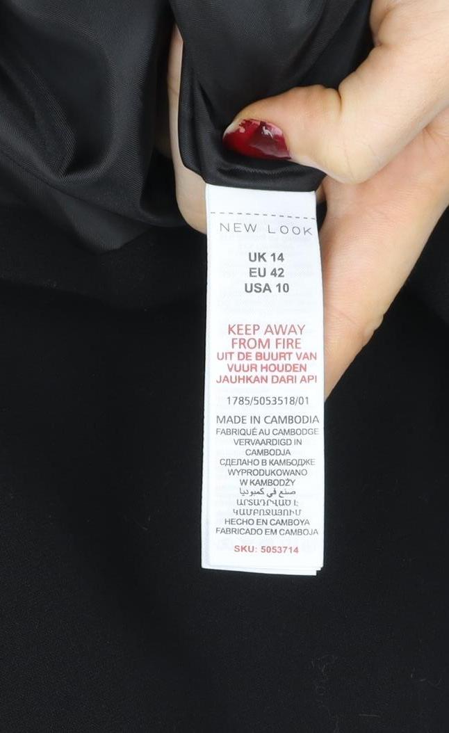 New Look Women’s Black Regular Fit Blazer UK 14 Single-Breasted Jacket