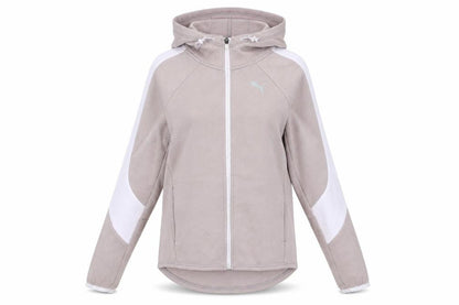 Puma Women Beige Hooded Full Zip Track Jacket Size 10