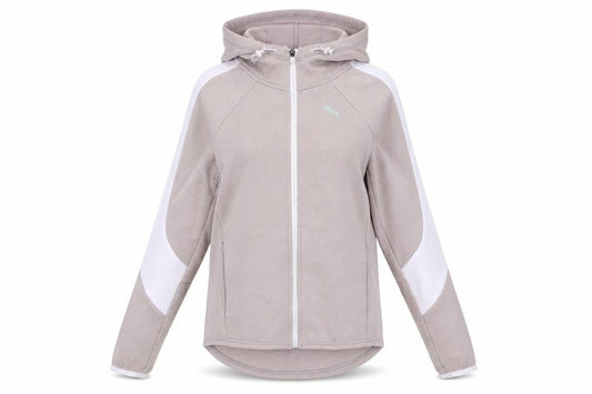 Puma Women Beige Hooded Full Zip Track Jacket Size 10