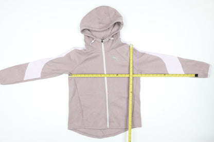 Puma Women Beige Hooded Full Zip Track Jacket Size 10