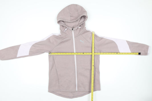 Puma Women Beige Hooded Full Zip Track Jacket Size 10