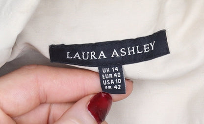 Laura Ashley Women’s Beige Trench Coat Size 14 Belted Cotton Blend