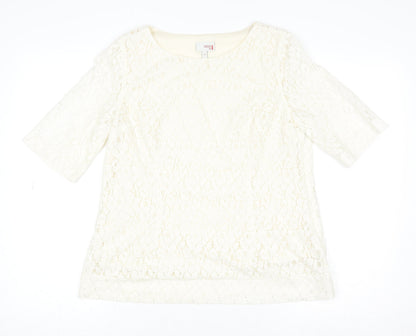Womens UK Size 14 NEXT Ivory Lace Blouse