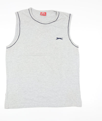 Slazenger Mens Grey Tank Top Sleeveless Gym Vest Size L