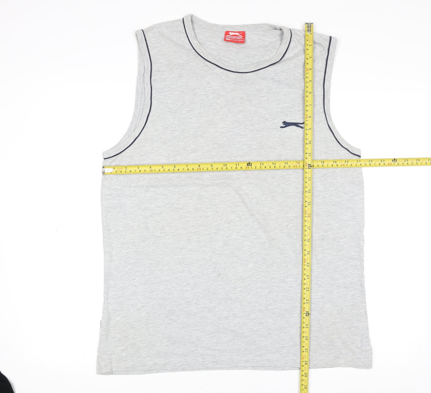 Slazenger Mens Grey Tank Top Sleeveless Gym Vest Size L