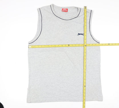 Slazenger Mens Grey Tank Top Sleeveless Gym Vest Size L