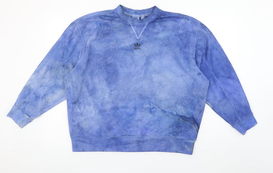 Adidas Women’s Blue Tie-Dye Crew Neck Pullover Sweatshirt Size 8