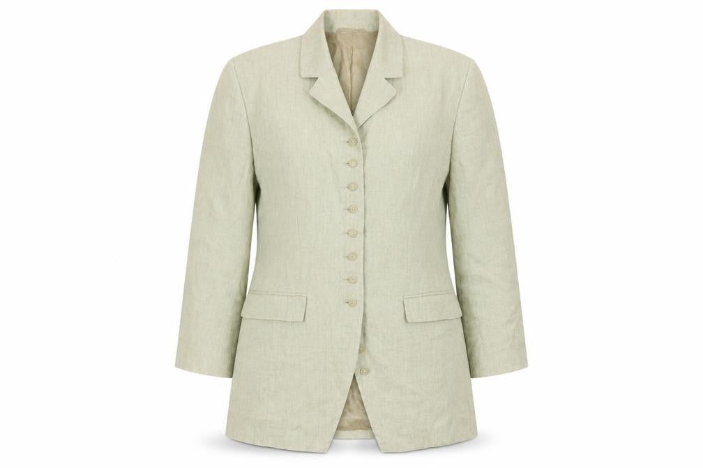 ESPRIT Women's Beige Linen Single-Breasted Blazer Size M