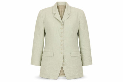 ESPRIT Women's Beige Linen Single-Breasted Blazer Size M