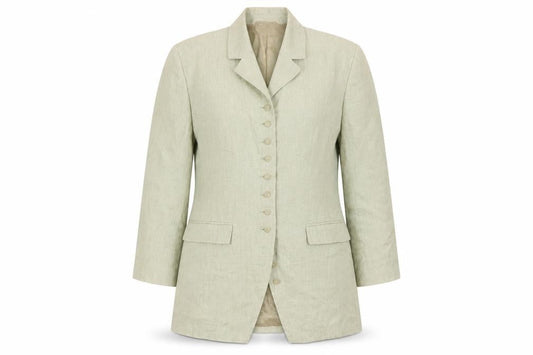 ESPRIT Women's Beige Linen Single-Breasted Blazer Size M
