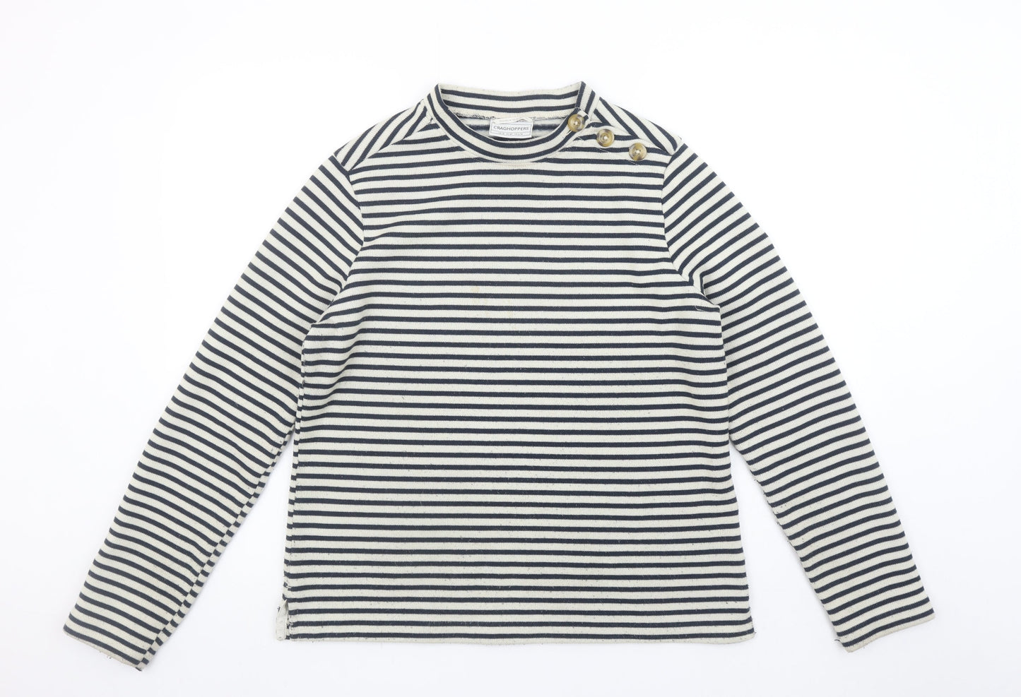 Craghoppers Women Navy Stripe Long Sleeve Button Sweatshirt UK14