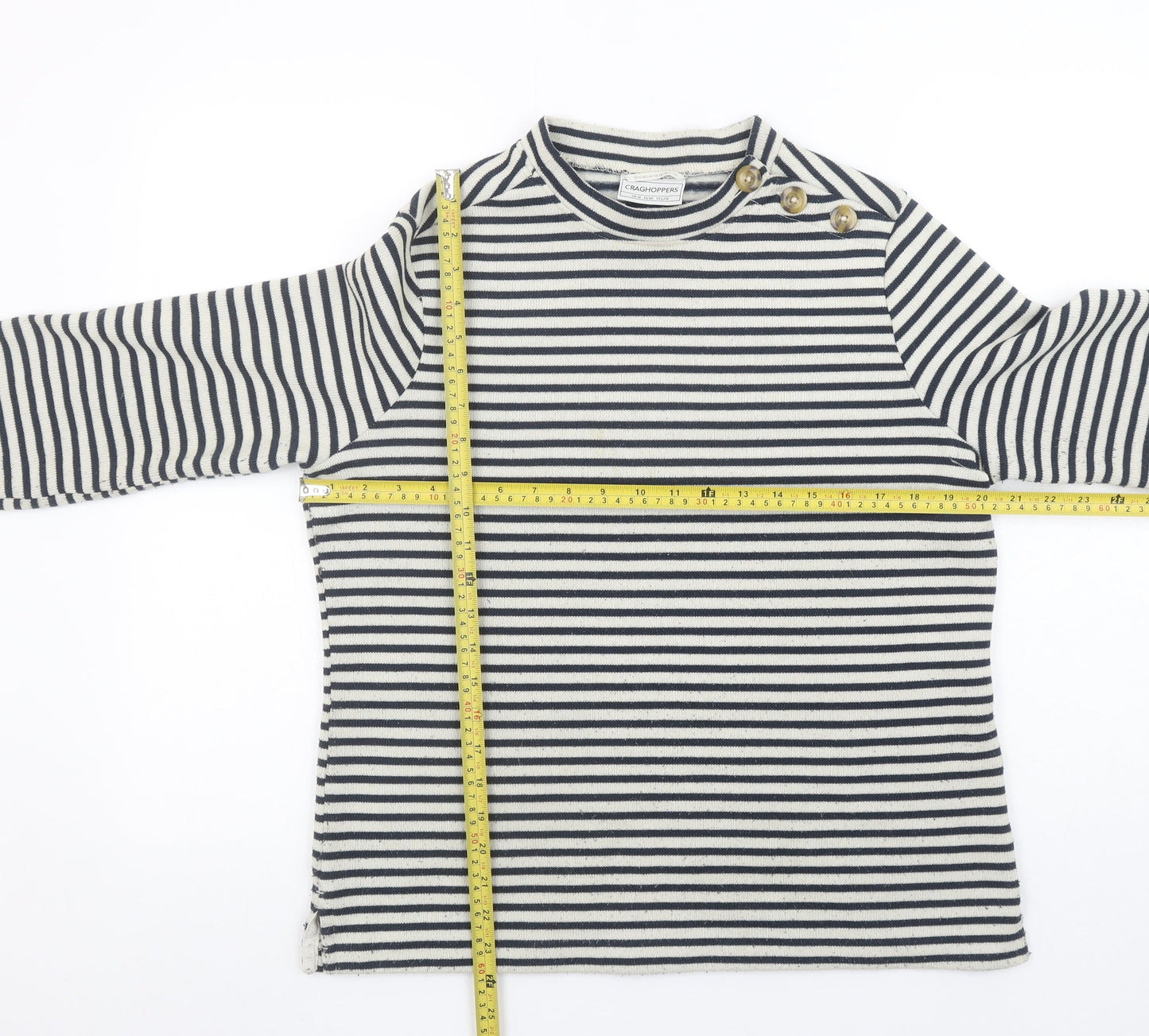 Craghoppers Women Navy Stripe Long Sleeve Button Sweatshirt UK14