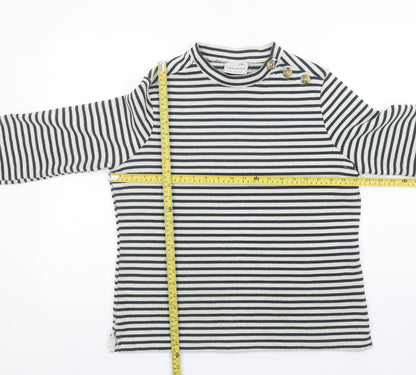 Craghoppers Women Navy Stripe Long Sleeve Button Sweatshirt UK14