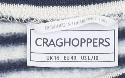 Craghoppers Women Navy Stripe Long Sleeve Button Sweatshirt UK14