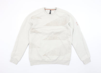 adidas Men Beige Graphic Pullover Sweatshirt M Regular Fit