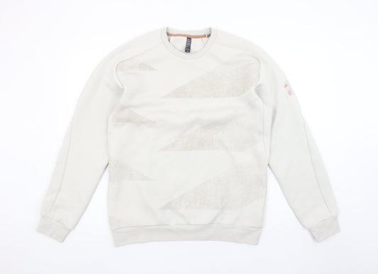 adidas Men Beige Graphic Pullover Sweatshirt M Regular Fit