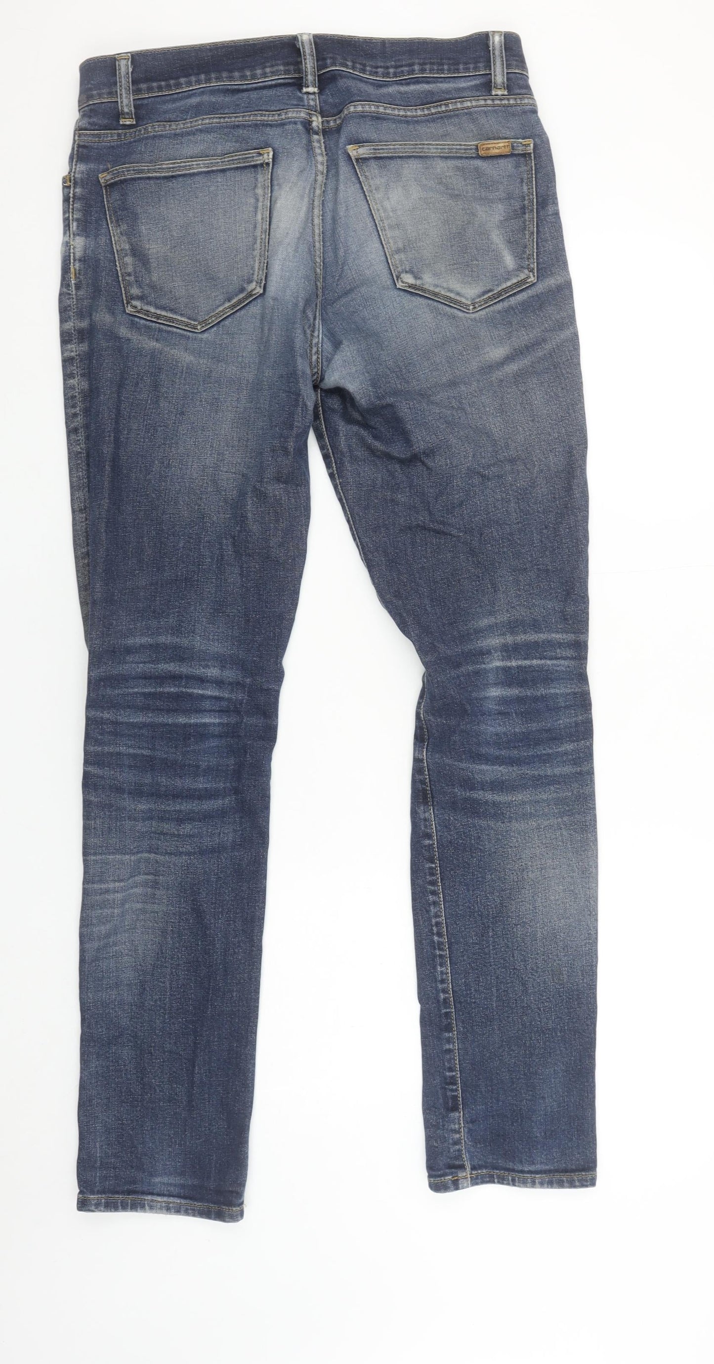 Carhartt Men’s Blue Straight Fit 32x34 Distressed Denim Jeans