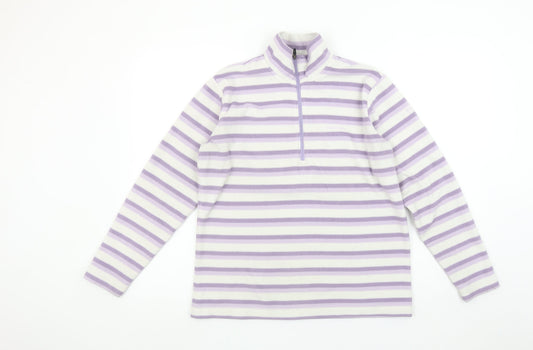 Craghoppers Women’s Purple White Stripe 1/2 Zip Fleece Sweatshirt UK 12