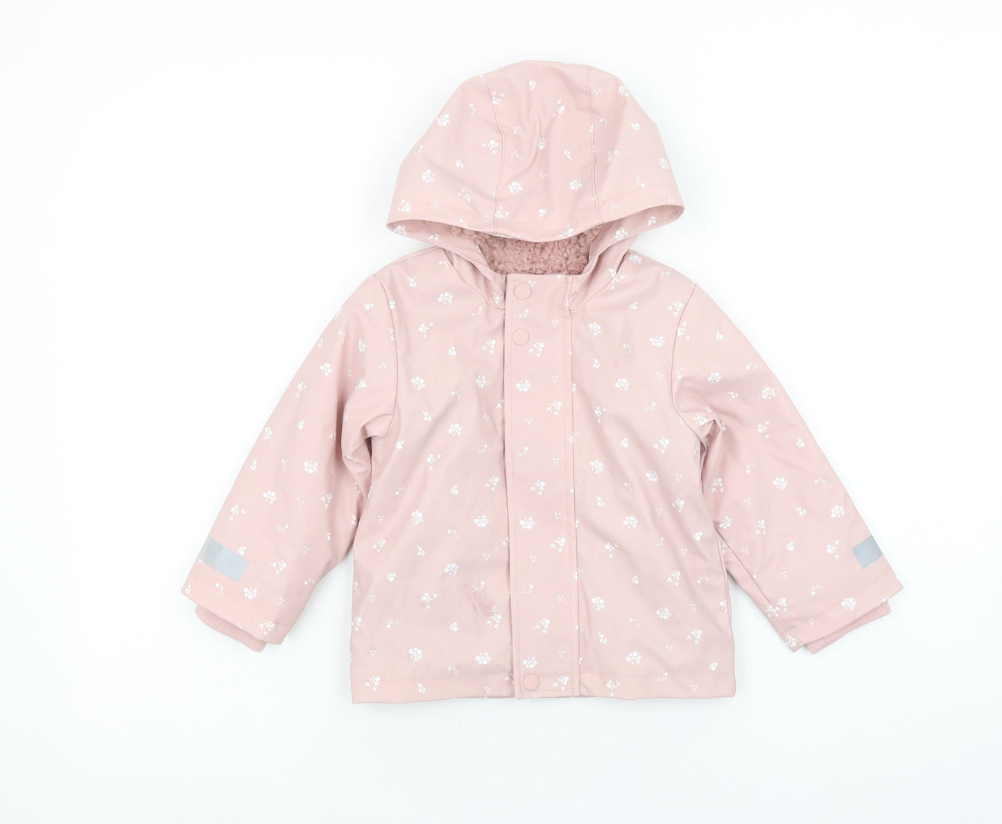 Marks and Spencer Girls Pink Floral Hooded Waterproof Rain Coat 18-24 Months