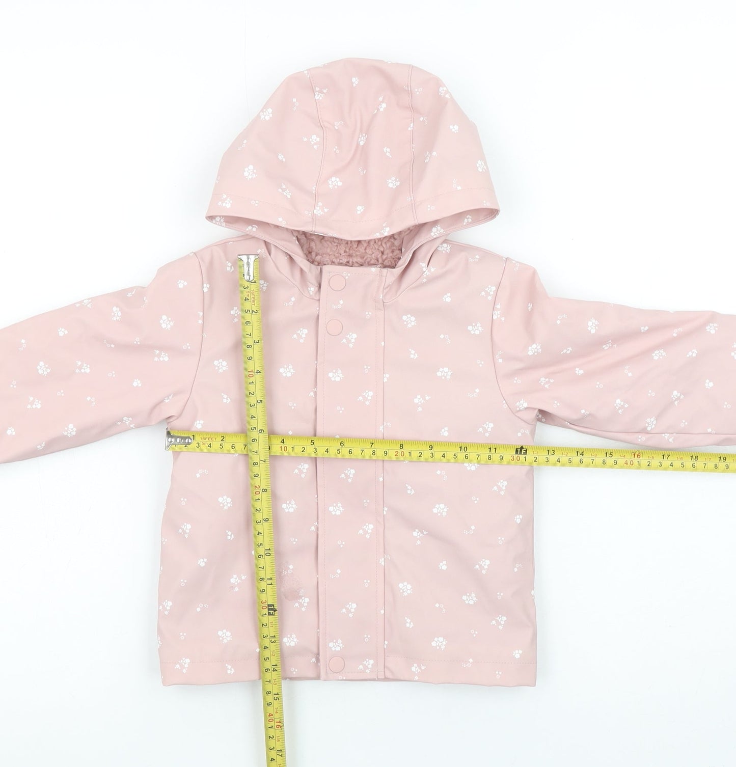 Marks and Spencer Girls Pink Floral Hooded Waterproof Rain Coat 18-24 Months