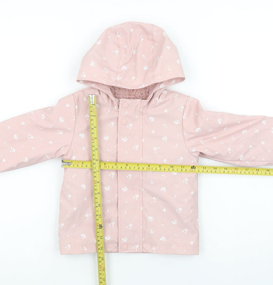 Marks and Spencer Girls Pink Floral Hooded Waterproof Rain Coat 18-24 Months