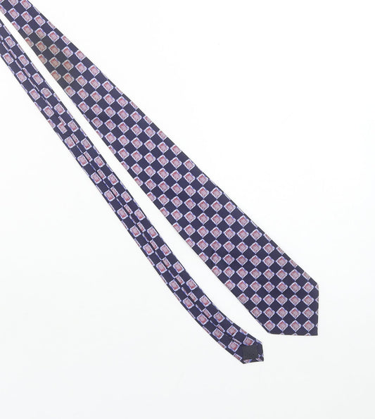 Rochas Men's Blue Geometric Pure Silk Designer Tie One Size